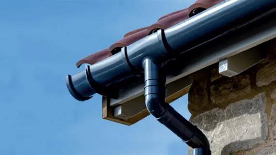 Roof guttering carrying rainwater from a property