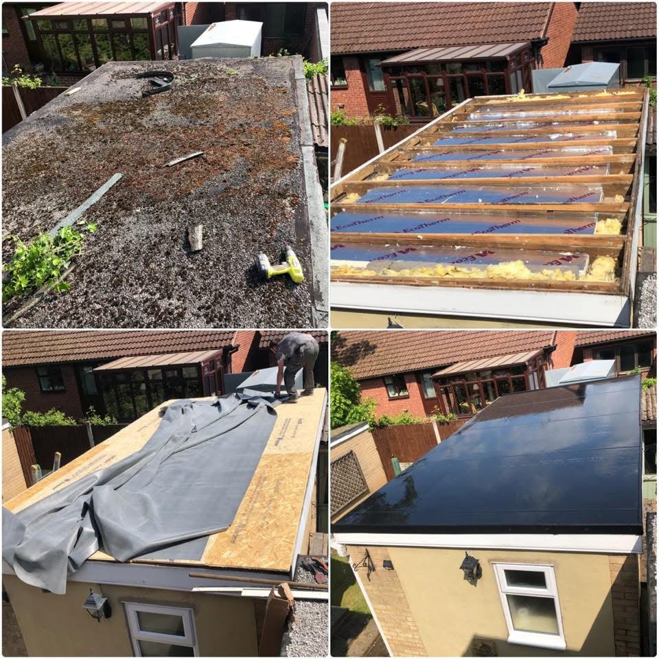 Existing flat roof being completely replaced