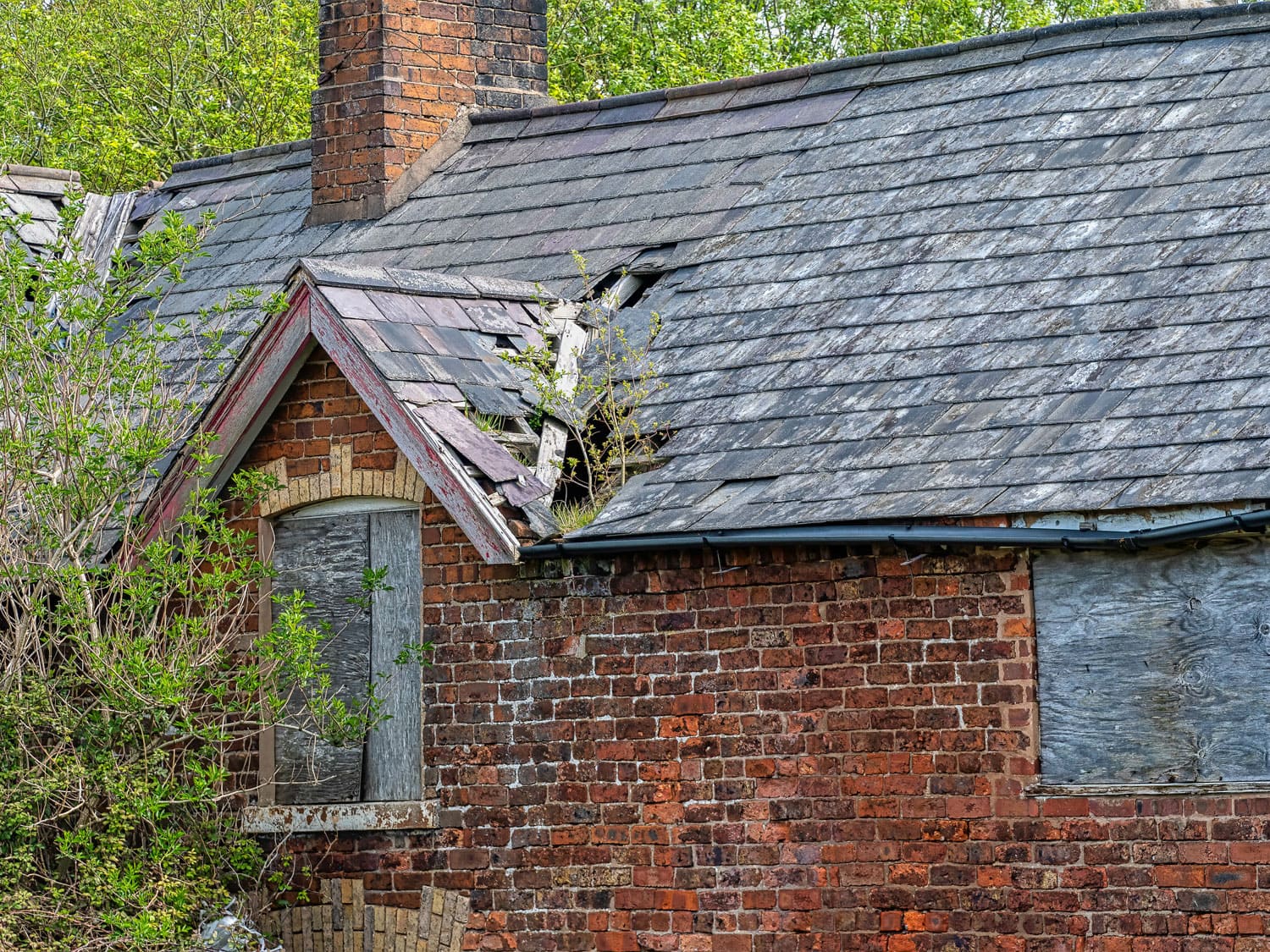 Existing pitched roofing showing signs of damage