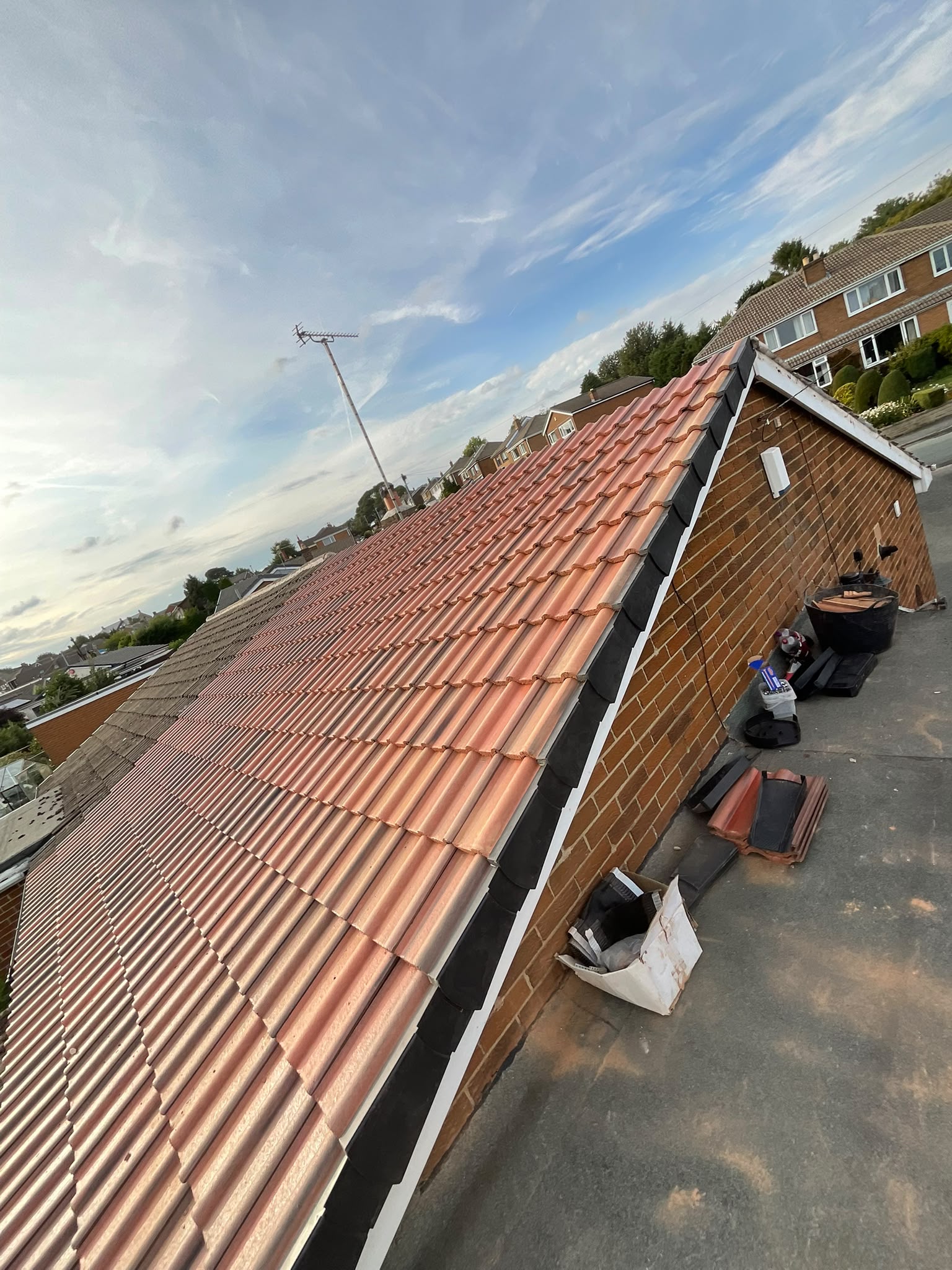 Tiled pitched roofing installation